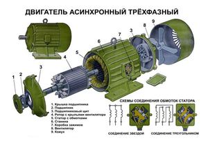 Техфазный асинхронный двигатель